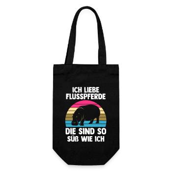 Nilpferd Flusspferd - Geschenkbeutel für Flaschen - Schwarz - Vorne