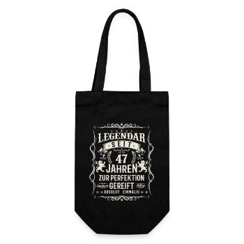 Vintage 47. Perfektion! - Geschenkbeutel für Flaschen - Schwarz - Vorne