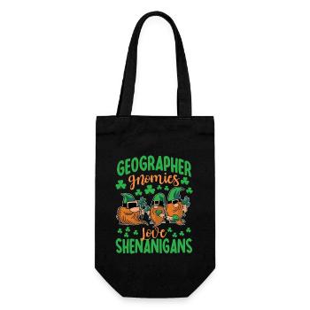 Lustiger Geograph St. Patrick's Day Kostüm - Geschenkbeutel für Flaschen - Schwarz - Vorne