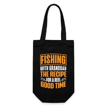 Fishing Granddad Grandpa Fisherman Grandkid Funny - Gift Bag for Bottles - black - Front
