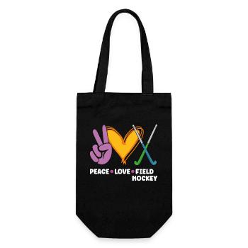 Field Hockey Peace Love Field - Geschenkbeutel für Flaschen - Schwarz - Vorne