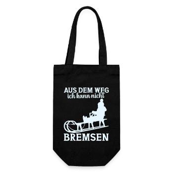 Schlitten Wintersportler Rodeln Rodler - Geschenkbeutel für Flaschen - Schwarz - Vorne