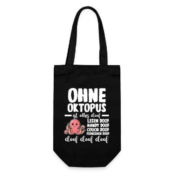 Tintenfisch Oktopus - Geschenkbeutel für Flaschen - Schwarz - Vorne