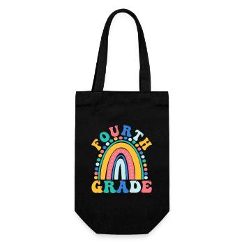 Fourth Grade 4th Rainbow Teacher Student 100 Day - Gift Bag for Bottles - black - Front