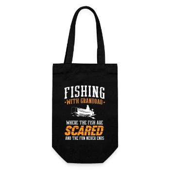 Fishing Granddad Grandpa Fisherman Grandkid Funny - Gift Bag for Bottles - black - Front