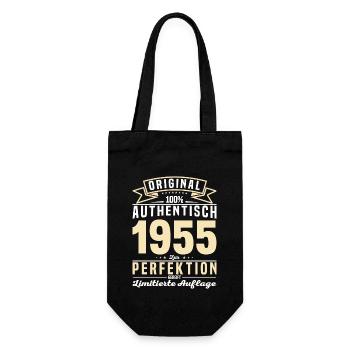Vintage Geburtstagsgeschenk 1955 - Geschenkbeutel für Flaschen - Schwarz - Vorne
