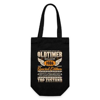 Vintage Schatz '86 - Geschenkbeutel für Flaschen - Schwarz - Vorne