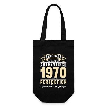Authentisches 1970er Vintage Geschenk - Geschenkbeutel für Flaschen - Schwarz - Vorne