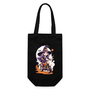 Anime Stil Motocross Hexe Halloween Biker - Geschenkbeutel für Flaschen - Schwarz - Vorne