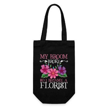 Mein Besen Ist Kaputt Also Bin Ich Florist - Geschenkbeutel für Flaschen - Schwarz - Vorne