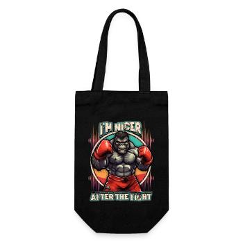 Lustiger Gorilla, Affe als Boxer, Boxing Spruch - Geschenkbeutel für Flaschen - Schwarz - Vorne