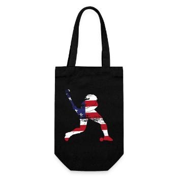 Field Hockey American Flag Vintage - Geschenkbeutel für Flaschen - Schwarz - Vorne