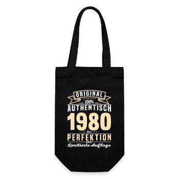 Authentisches Geburtstagsgeschenk '80 - Geschenkbeutel für Flaschen - Schwarz - Vorne