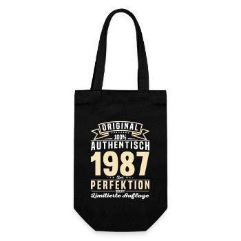 Vintage Geburtstagsgeschenk '87 - Geschenkbeutel für Flaschen - Schwarz - Vorne
