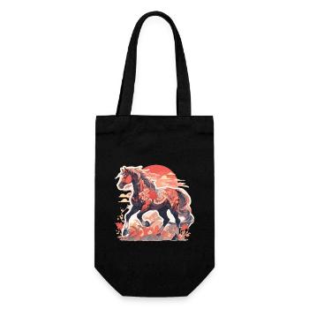 Pferd Pferde Stute Folen Reiten Reiter Geschenk - Geschenkbeutel für Flaschen - Schwarz - Vorne