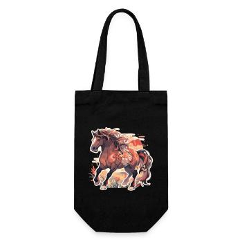 Pferd Pferde Stute Folen Reiten Reiter Geschenk - Geschenkbeutel für Flaschen - Schwarz - Vorne