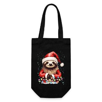 Lustige Faultier Weihnachten, Faules Faultier Weihnachten Graphi - Geschenkbeutel für Flaschen - Schwarz - Vorne