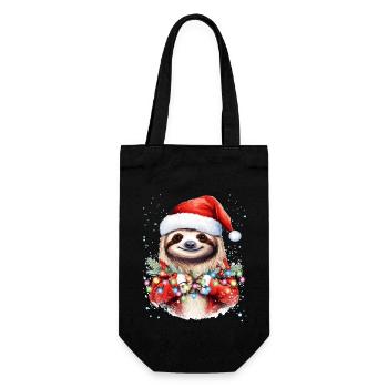 Sloth Christmas Art, Cute and Funny Sloth - Gift Bag for Bottles - black - Front