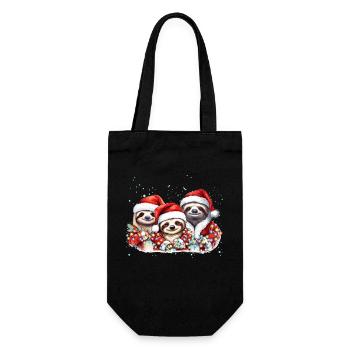 Noël de la famille de paresseux, maman, papa, bébé paresseux Chris - Sac à bouteille - noir - Devant