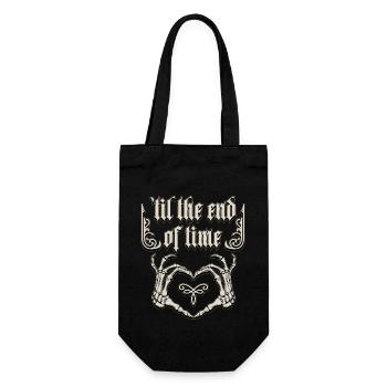 Gothic Liebe, Spruch mit Knochenhänden, Skelett - Geschenkbeutel für Flaschen - Schwarz - Vorne