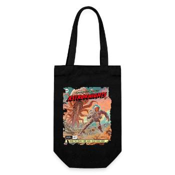 Comicstrip, 50er Jahre Comic, Weltraum Monster - Geschenkbeutel für Flaschen - Schwarz - Vorne