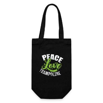 Peace Love Trampoline springen Hobby - Geschenkbeutel für Flaschen - Schwarz - Vorne