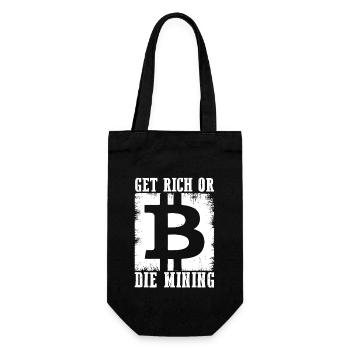 Reich Werden Oder Sterben Beim Mining - Geschenkbeutel für Flaschen - Schwarz - Vorne