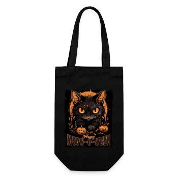Happy Meow-o-Ween Cute Black Cat Party Costume - Gift Bag for Bottles - black - Front