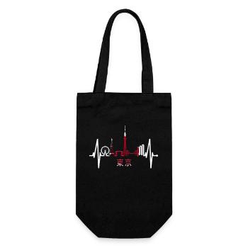 Tokio Skyline Herzschlag Japan Herz I Love Tokyo - Geschenkbeutel für Flaschen - Schwarz - Vorne