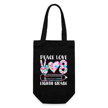 Peace Love Eighth Grade Funny Tie Dye Student - Geschenkbeutel für Flaschen - Schwarz - Vorne
