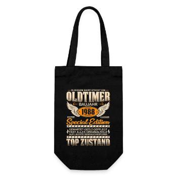 Oldtimer Geschenk '88 Geburtstag - Geschenkbeutel für Flaschen - Schwarz - Vorne