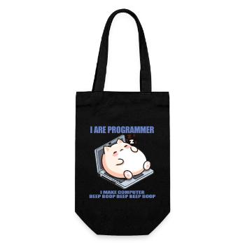 I are programmer, fat sleeping cat - Gift Bag for Bottles - black - Front