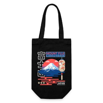Japanese Mount Fujiyama, Mount Fuji, Retro Japan - Gift Bag for Bottles - black - Front