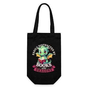 Easily Distracted By Books And Dragons: Drachen - Geschenkbeutel für Flaschen - Schwarz - Vorne