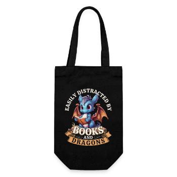 Facilement distrait par les livres et les dragons : Dragons - Sac à bouteille - noir - Devant