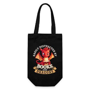 Easily Distracted By Books And Dragons: Drachen - Geschenkbeutel für Flaschen - Schwarz - Vorne