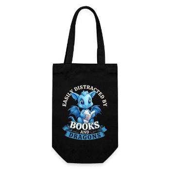 Easily Distracted By Books And Dragons: Drachen - Geschenkbeutel für Flaschen - Schwarz - Vorne