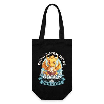 Facilement distrait par les livres et les dragons : Dragons - Sac à bouteille - noir - Devant