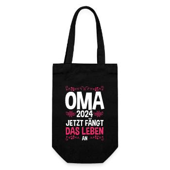 Werdende Oma 2024 - Geschenkbeutel für Flaschen - Schwarz - Vorne