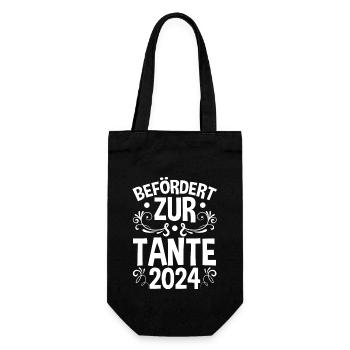Werdende Tante 2024 - Geschenkbeutel für Flaschen - Schwarz - Vorne
