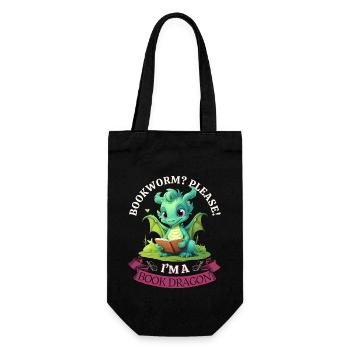 Bücherwurm: "Bookworm? Please! I'm A Book Dragon" - Geschenkbeutel für Flaschen - Schwarz - Vorne