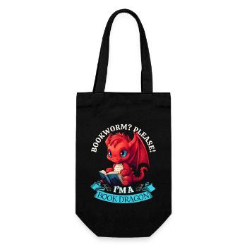Rat de bibliothèque : « Un rat de bibliothèque ? S’il vous plaît! Je suis un dragon du livre » - Sac à bouteille - noir - Devant