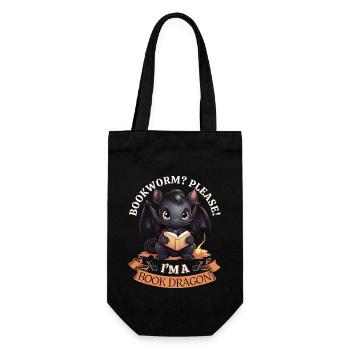 Rat de bibliothèque : « Un rat de bibliothèque ? S’il vous plaît! Je suis un dragon du livre » - Sac à bouteille - noir - Devant
