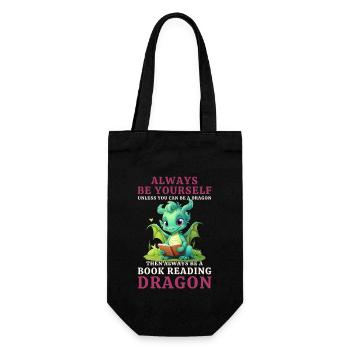 "Always Be Yourself" - Reading Books Green Dragon - Gift Bag for Bottles - black - Front