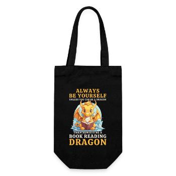 "Always Be Yourself" - Bücher lesen Gelber Drachen - Geschenkbeutel für Flaschen - Schwarz - Vorne