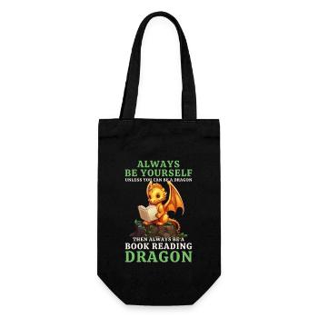 "Always Be Yourself" - Bücher lesen Gelber Drachen - Geschenkbeutel für Flaschen - Schwarz - Vorne