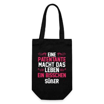 Taufe Patin Tante Patenkind Patentante - Geschenkbeutel für Flaschen - Schwarz - Vorne