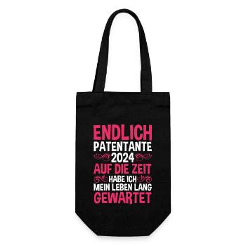 Taufe Patin Tante Patenkind Patentante - Geschenkbeutel für Flaschen - Schwarz - Vorne