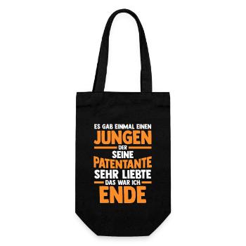Taufe Patin Tante Patenkind Patentante - Geschenkbeutel für Flaschen - Schwarz - Vorne
