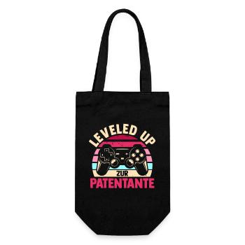 Taufe Patin Tante Patenkind Gaming Patentante - Geschenkbeutel für Flaschen - Schwarz - Vorne